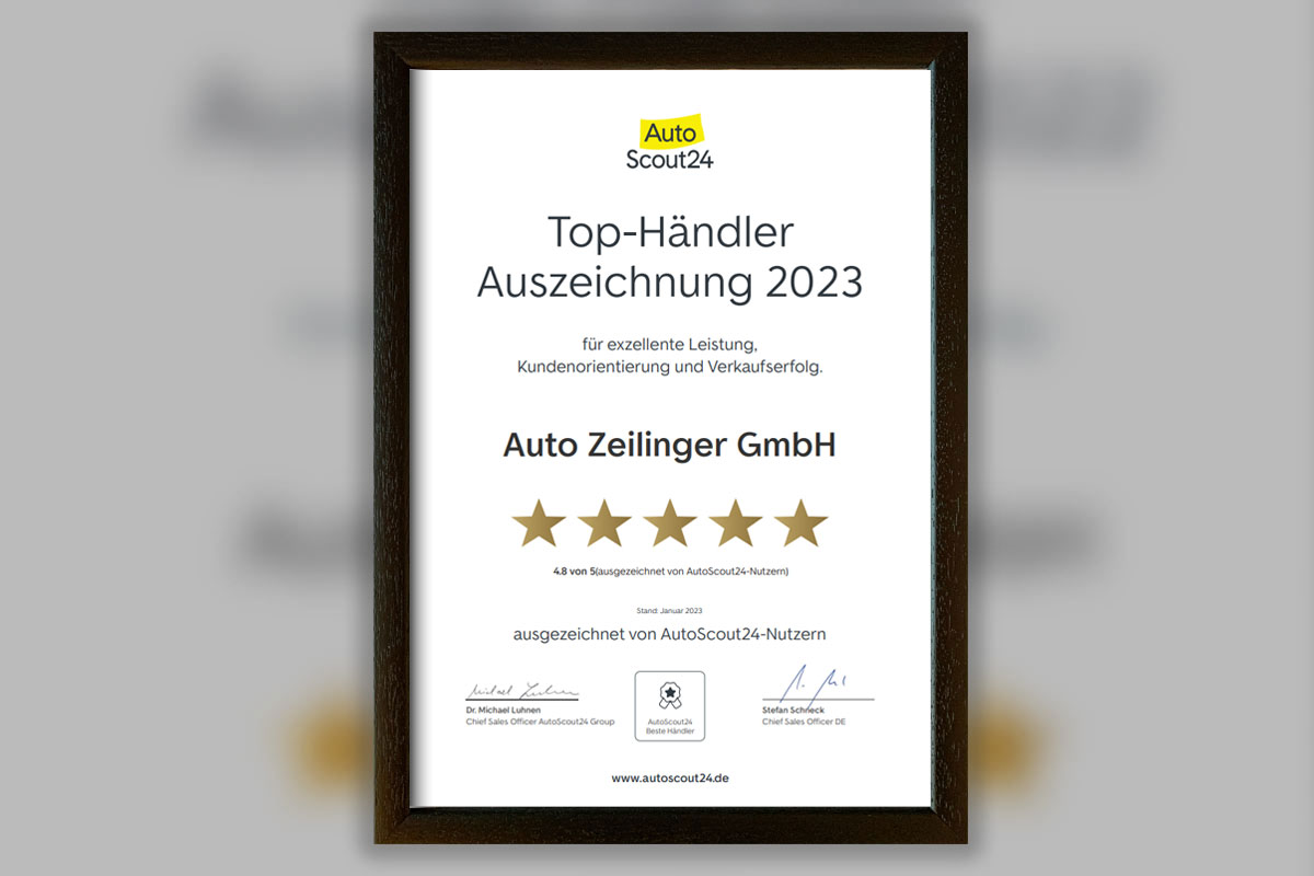 Auszeichnung AUTOSCOUT24 Top-Händler 2023