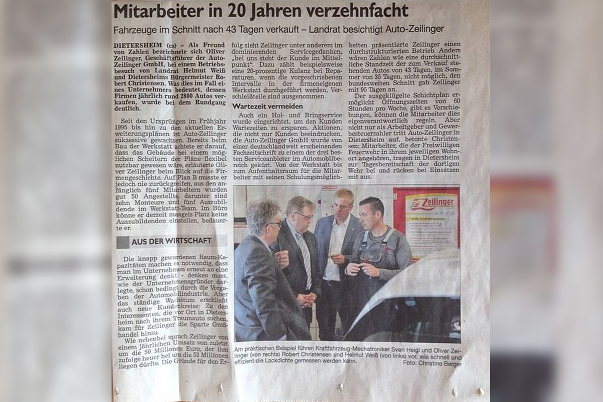 Zeitungsbericht über den Landrat zu Besuch bei Auto Zeilinger GmbH - 2